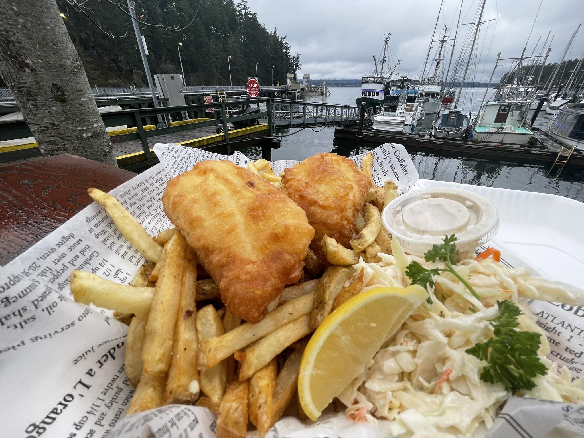 Fish and chips at Coveside Seafood Eatery